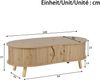 Couchtisch 108x50x37 cm in Natur mit erbsenförmiger Kontur, Rillenoptik, 2 Schiebetüren und Massivholzbeinen Bild 5