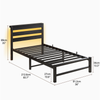 Flieks Einzelbett 90 x 200cm mit LED & USB-Ladestation, Metallbett mit hölzernem Kopfteil & Unterbett-Stauraum, Schwarz Bild 4