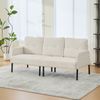 Sofa 171x72x80 cm Beige aus Cord mit ergonomischer Rückenlehne, Seitentasche und stabilem Metallgestell Bild 3