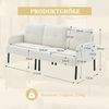 Sofa 171x72x80 cm Beige aus Cord mit ergonomischer Rückenlehne, Seitentasche und stabilem Metallgestell Bild 5