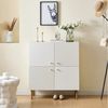 Refined Living Sideboard Aufbewahrungsschrank mit 4 Türen, Kommode, Wohnzimmerschrank (80 L × 36 B × 90 H cm, Modernes weißes Sideboard aus MDF mit Metallbeinen & Zinklegierung-Griffen, Skandinavischer Stil, Stauraum, Anrichte, 1 St, Flurschrank, Hochw... Bild 2