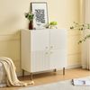 Refined Living Sideboard Aufbewahrungsschrank mit 4 Türen, Kommode, Wohnzimmerschrank (80 L × 36 B × 90 H cm, Modernes weißes Sideboard aus MDF mit Metallbeinen & Zinklegierung-Griffen, Skandinavischer Stil, Stauraum, Anrichte, 1 St, Flurschrank, Hochw... Bild 4