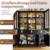 Hochschrank mit Acryl-Schiebetüren, Küchenvitrine, MDF & Metall, platzsparend, Kippschutz, modernes Design,Schwarz Bild 4