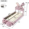 Kinderbett 90x200 cm, Polsterbett aus rosa Samt mit Hasenohren und dimmbarer LED, Metallkiel & Holzlatten,Rosa Bild 4