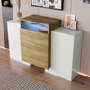 Merax Sideboard, Moderner Kommode, Schrank 140cm, Hochglanz-Weiß und Holzfarbe, Mehrfarbige LED-Lichteffekte Bild 3