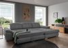 Polstergarnitur >Riordan< Schlaffunktion, Stauraum, Webstoff grau/braun - 314x104x184 (BxHxT) Bild 2