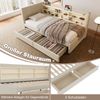 Daybett, Mit 2 Schubladen, USB + Typ C, mehreren Ablagefächern, Bett mit Lattenrost (ohne Matratze), Leinen, Beige, 90×200 cm Bild 3