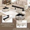 Sofa-Set aus Cord mit Schlaffunktion & Stauraum, 2 Hocker 52x52 cm, Beige Bild 5