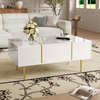 Moderner Couchtisch in Schwarz mit Hochglanz und 2 Schubladen,100×60×41.5 cm, Weiß,modernes Design, viel Stauraum Bild 5