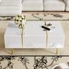 Moderner Couchtisch in Schwarz mit Hochglanz und 2 Schubladen,100×60×41.5 cm, Weiß,modernes Design, viel Stauraum Bild 2
