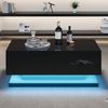Couchtisch 90x50x38 cm in Schwarz mit Hochglanzoberfläche, 2 Schubladen und LED-Lichtstreifen Bild 3