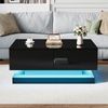 Couchtisch 90x50x38 cm in Schwarz mit Hochglanzoberfläche, 2 Schubladen und LED-Lichtstreifen Bild 2