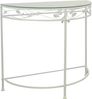 Konsolentisch Metall Weiß mit Glasplatte & Blätterdekor 85 cm Flurkonsole Bild 2