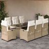vidaXL 9-tlg. Garten-Essgruppe mit Kissen Beige Poly Rattan 3212693 Bild 1