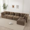 Ecksofa mit Cordbezug, modulares 4-Sitzer Sofa mit tiefer Sitzfläche, 386x177x69 cm, Braun Bild 2