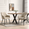 HOMAVO 2er Set 'YZ8' Esszimmerstühle mit Armlehne, 59 x 65 x 78 cm, Stoff, Weiß Bild 2
