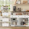 REDOM Sideboard Buffet-Schrank (Buffet-Anrichte 140cm im Landhausstil – Mit Stauraum, 3 Schubladen, 2 Schränken, verstellbaren Einlegeböden, ideal für Küche, Wohnzimmer & Diele, rustikal weiß/braun), Kaffeebar mit 3 Schubladen Bild 3