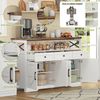 REDOM Sideboard Buffet-Schrank (Buffet-Anrichte 140cm im Landhausstil – Mit Stauraum, 3 Schubladen, 2 Schränken, verstellbaren Einlegeböden, ideal für Küche, Wohnzimmer & Diele, rustikal weiß/braun), Kaffeebar mit 3 Schubladen Bild 4