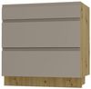 Schubladenunterschrank AVELLINO 80x50x82cm Teilauszug grifflos super matt Farbe: stone grey Acryl matt / Eiche Artisan (AV-D3M/80) Bild 3