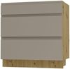 Schubladenunterschrank AVELLINO 80x50x82cm Teilauszug grifflos super matt Farbe: stone grey Acryl matt / Eiche Artisan (AV-D3M/80) Bild 4
