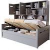 Jugendbett 90×200 cm mit Hydraulik-Stauraum und Regalfächern, Grau, ohne Matratze Bild 5