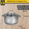 KARL KRÜGER Kochtopf mit Ausguss 5 Liter Ø24cm Edelstahl Bild 2