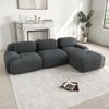 Modulares Ecksofa, H 75 x T 298 x B 178 cm variabel, Grau Cordstoff, 32D hochelastische Polsterung, geschwungene Armlehnen, montagefrei Bild 2
