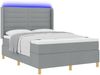 vidaXL Boxspringbett mit LED-Lichtleisten Hellgrau 140 x 190 cm Stoff 3343623 Bild 3