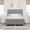 vidaXL Boxspringbett mit LED-Lichtleisten Hellgrau 140 x 190 cm Stoff 3343623 Bild 4