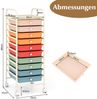 Rollwagen mit 10 Stapelbaren Schubladen Rollcontainer Badrollwagen Badtrolley Macaron Bunt Bild 2