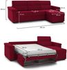 Dmora Schlafsofa mit Halbinsel Esca, Verwandelbares Ecksofa für das Wohnzimmer, gepolstert, abnehmbar, 100 % Made in Italy, 285x160 h100 cm, Rot Bild 3