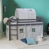 Hochbett mit Lattenrost 90x200 cm Grau Kinderbett Tunnel Vorhang Sterne Holz Kiefer Jugendbett Bild 2