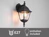 Außenwandleuchte Laterne hängend, Aluminium Schwarz mit E27 LED, Höhe 34cm Bild 5