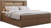 Boxspringbett - Polsterbett mit LED Kopfteil - GOLD-5 - 200x200cm - Braun Kunstleder - H3 Bild 3
