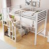 Hochbett 90×200 cm aus Metall mit Treppe und Stauraum, weiß Bild 2