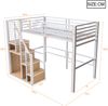 Hochbett 90×200 cm aus Metall mit Treppe und Stauraum, weiß Bild 4