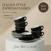 MUVELL Espressotasse Espressotassen Set 6 Tassen & Untertassen 0,8 cm dickwandig, 6-tlg, Keramik, 60 ml schwarz mit weißen Rand und Innenfläche Bild 2