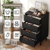 FUROKOY Kommode Sideboard mit 4 Schubladen Rattanschrank Küchenschrank, Schlafzimmerschrank Holz,Schwarz Bild 4