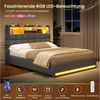 MSMASK Polsterbett Hydraulisches Stauraumbett mit LED-Bleuchtung, 90X200 cm (1-tlg, Ohne Matratze), Jugendbett mit USB- und Type-C-Anschlüsse, Leinenstoff Bild 3