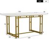 Esstisch mit MDF-Tischplatte & goldenem Metallgestell, 120x70 cm, Goldfarben Bild 5