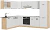 Eckküche R-Line Weiß Landhaus/Goldkraft Eiche 287 x 60 cm , AP Marmor Vicco Bild 1