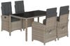 vidaXL 5-tlg. Garten-Essgruppe mit Kissen Grau Poly Rattan 3212215 Bild 2