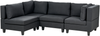 Beliani 'Unstad' Sofa, Schwarz, Stoff, 72 x 152 x 228 cm, ohne Ottomane, Rechts Bild 4