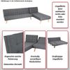 Ecksofa HWC-K38, Sofa Klappsofa, Liegefläche links/rechts, Stoff/Textil Massivholz MVG-zertifiziert 256cm ~ dunkelgrau Bild 2