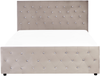 Bett mit Stauraum AMIENS 140 x 200 cm Samtstoff Taupe Bild 5