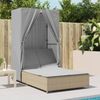 vidaXL Doppel-Sonnenliege mit Dach und Vorhängen Beige Poly Rattan 368102 Bild 3