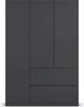 rauch Kleiderschrank, Drehtürenschrank COSTA, 3-türig, 2 Schubkästen, push-to-open, Grau metallic, 136 x 197 x 54 cm Bild 2