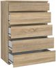 Dmora Kommode Arriba, Mehrzweckkommode, Schlafzimmerkommode, Schrank mit Schubladen, 77x40 h107 cm, Eiche Bild 4