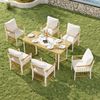 Modernes Outdoor-Set , Freizeit- und Besprechungsset für mehrere Personen , Eisengestell , Geflochtene Armlehnen , Inklusive Sitzkissen Bild 4