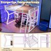Hochbett mit RGB LED-Streifen, Schreibtisch, Lattenrost, Trittleiter, Kleiderstange, Regal, USB und Type-C, 140x200 cm, Kinderbett mit Rausfallschutz Bild 4